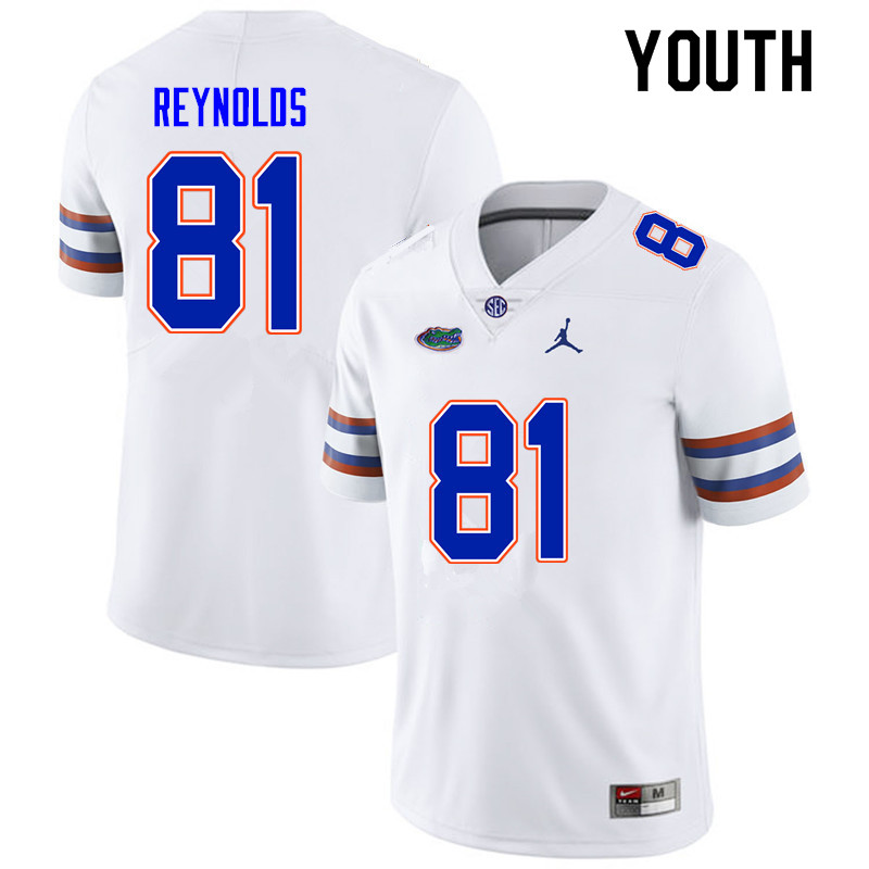 Youth #81 Daejon Reynolds Florida Gators College Football Jerseys Sale-White - Click Image to Close